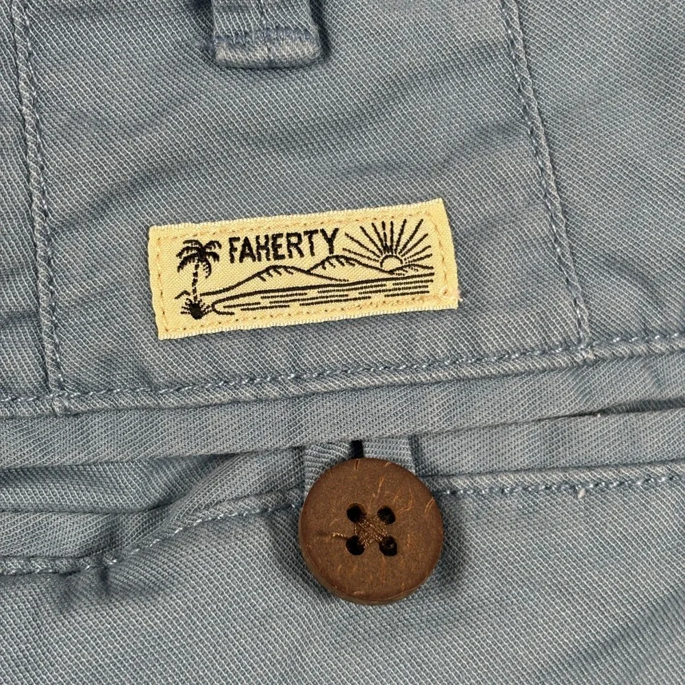 Faherty Shorts Mens 32 Blue Movement Chino Organic Cotton Stretch Refibra Casual